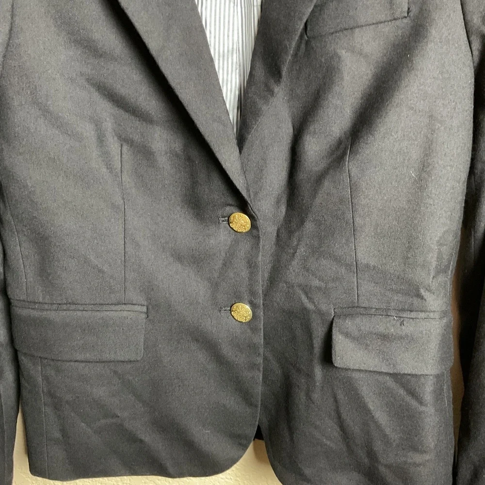 J. Crew Womens 6 Navy Blue Wool Blend Schoolboy‎ Blazer Career Professional